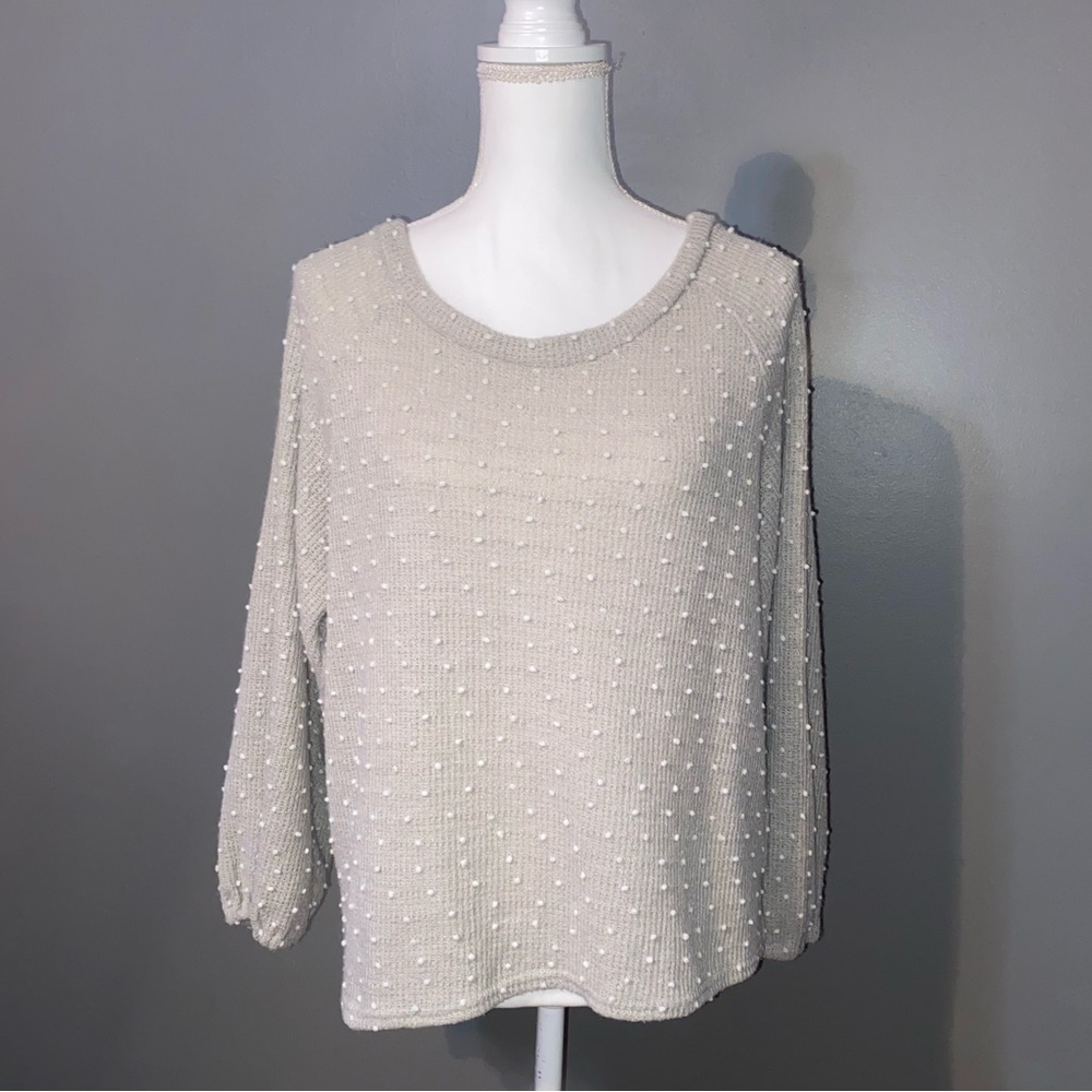 Blu Pepper Gray Textured Knit Sweater